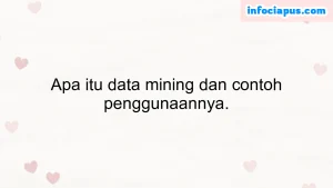 Apa itu data mining dan contoh penggunaannya.